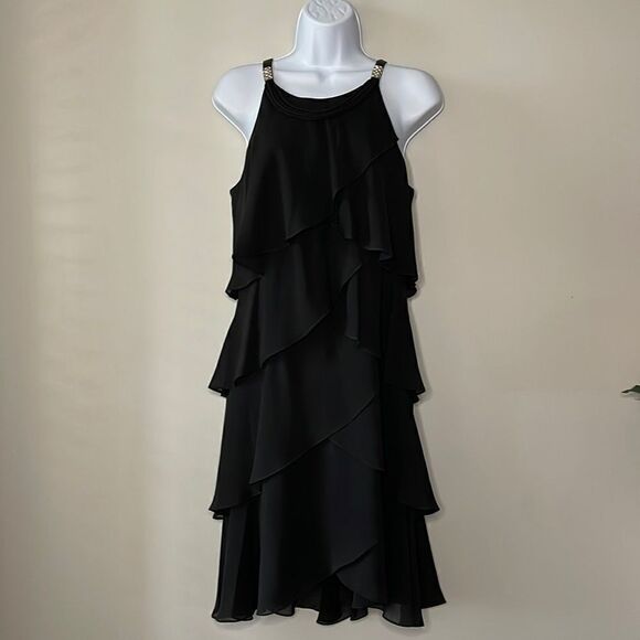 S.L. Fashions Tiered Little Black Dress size 10 - Picture 1 of 11